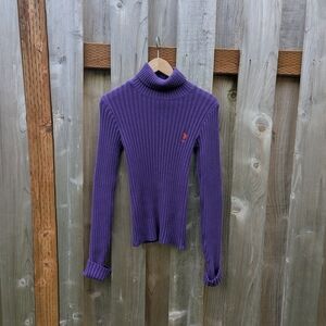 U.S. Polo Assn. Purple Ribbed Long Sleeve Top